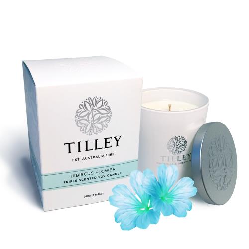 Tilley百年特莉 芙蓉花香氛大豆植物蠟燭240g(附防塵蓋)