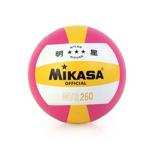 【MIKASA】彩膠排球 MVR260-5號球 桃紅黃