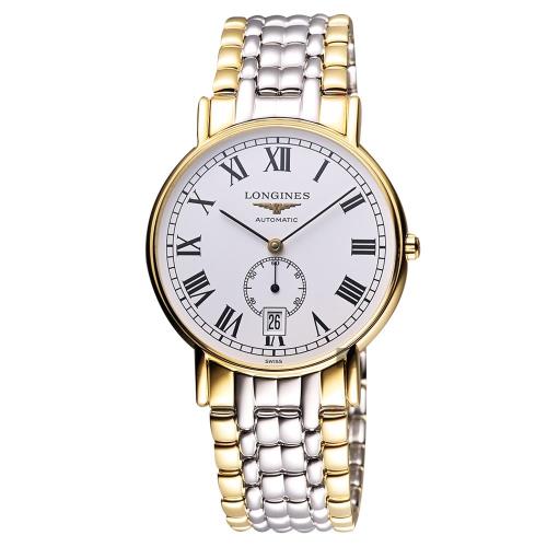 LONGINESPresence經典小秒針機械腕錶-白x雙色版/38.5mmL48052117
