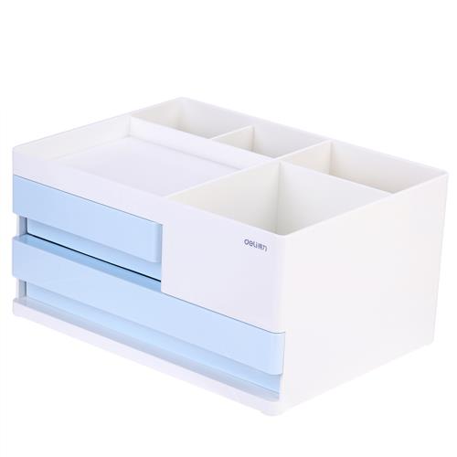 【得力Deli】桌面收納盒/8905/264x189x131mm-淺藍