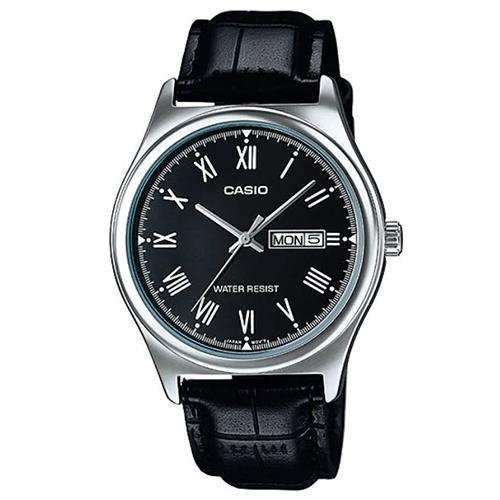 【CASIO】經典英倫復古指針紳士皮帶錶-羅馬黑面(MTP-V006L-1B)