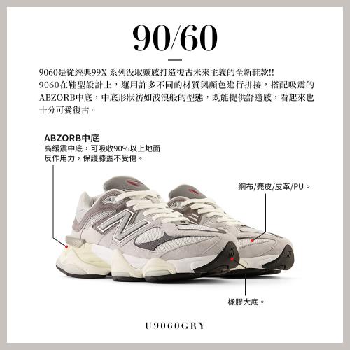 New Balance 男鞋女鞋休閒鞋9060 D楦元祖灰【運動世界】U9060GRY|休閒