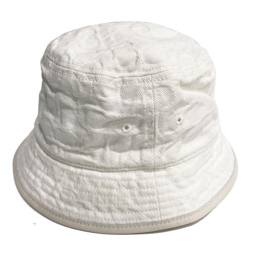 【COACH】經典C LOGO織布漁夫帽(米白)
