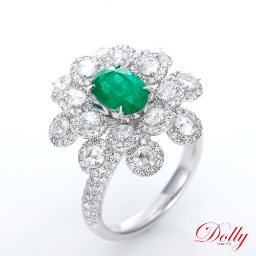 Dolly 18K金 GRS哥倫比亞微油祖母綠1克拉鑽石戒指