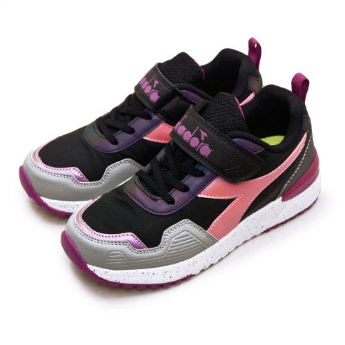 【DIADORA】大童 迪亞多那 2cm-24.5cm 超寬楦戶外防潑水越野跑鞋 森林之王系列(黑粉桃 11067)