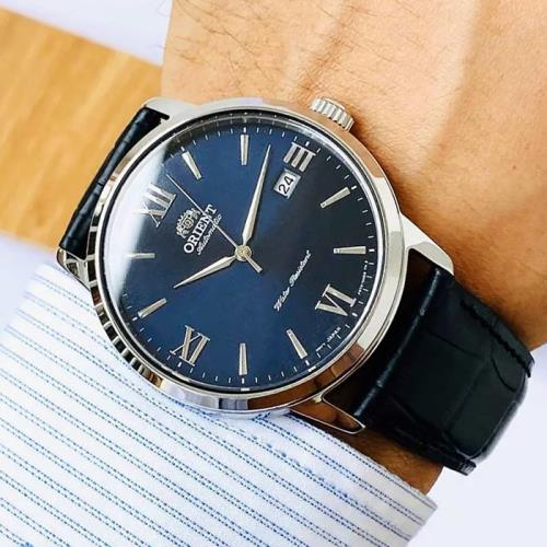 【ORIENT】 東方錶 Date系列 RA-AC0F11L 羅馬字 日期顯示 藍寶石鏡面 皮錶帶 機械男錶 藍/銀