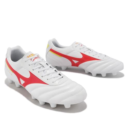 Mizuno 足球鞋 Morelia II Club 男鞋 白 紅 皮革 膠釘 草皮 戶外場地適用 美津濃 P1GA2316-64