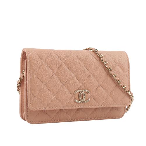 CHANEL 鏤空CC Logo 荔枝皮革WOC(深米色) AP3180 B10218 NM375