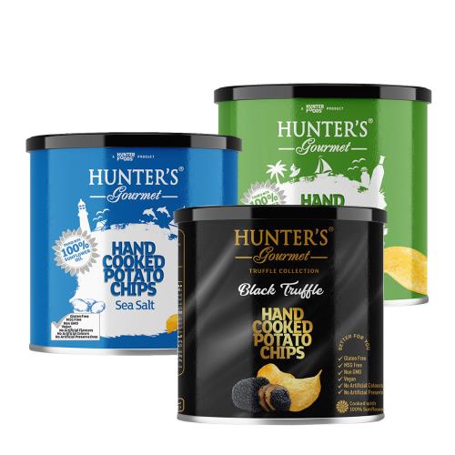Hunters Gourmet 亨特手工洋芋片系列 黑松露味/海鹽味/海鹽&amp;醋味 罐裝40g*9入/組