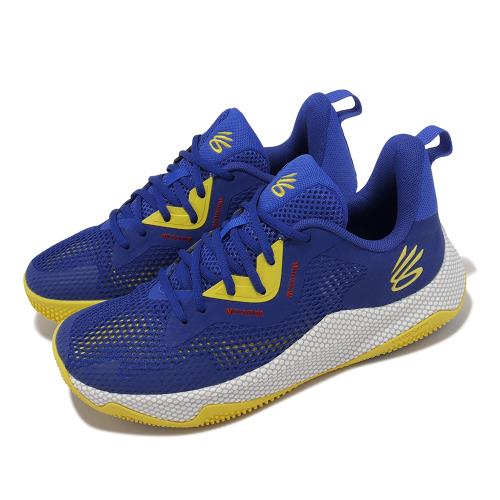 Under Armour 籃球鞋Curry HOVR Splash 3 男鞋藍黃支撐緩震運動鞋UA