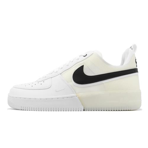 Nike 休閒鞋Air Force 1 React 男鞋白黑皮革AF1 半透明拼接DV0808-101