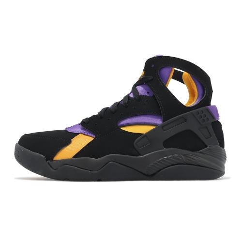 Nike 休閒鞋 Air Flight Huarache 黑 紫金 湖人隊 客場 男鞋 復古籃球鞋 FD0188-001