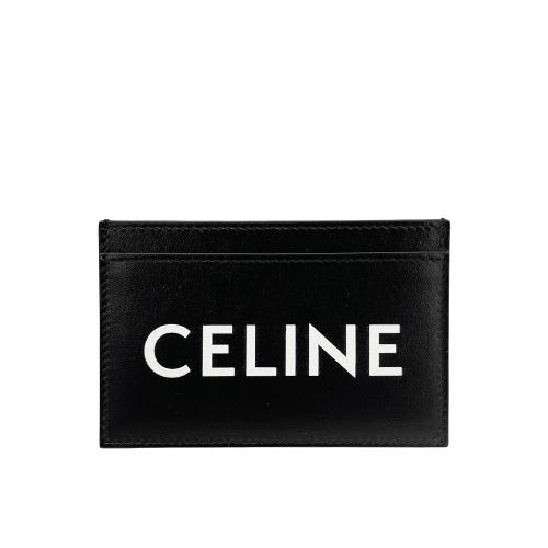 Celine 品牌logo滑面牛皮卡片夾(黑)