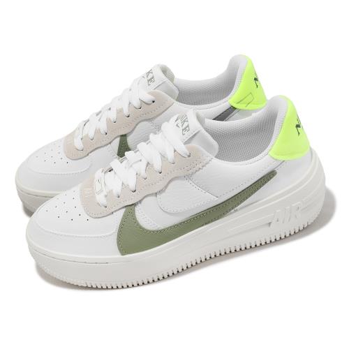 Nike 休閒鞋Wmns AF1 PLT.AF.ORM 女鞋白綠厚底增高小白鞋FJ4739-100