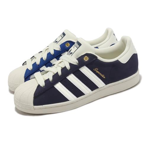 adidas 休閒鞋Superstar W 女鞋藍白皮革貝殼頭三葉草復古愛迪達IF7673