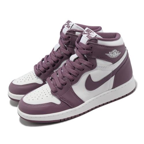 Nike 休閒鞋Air Jordan 1 Retro High OG GS 女鞋大童白紫AJ1 高