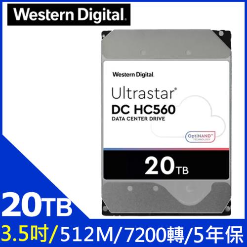 【WD 威騰】Ultrastar DC HC560 20TB 3.5吋 企業級內接硬碟(WUH722020BLE6L4)