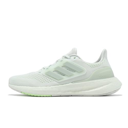 adidas 慢跑鞋 Pureboost 23 女鞋 寬楦 灰 綠 Boost 緩震 透氣 路跑 運動鞋 愛迪達 IF1559