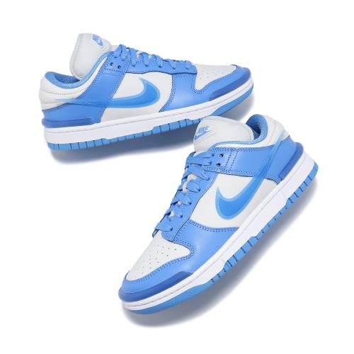 Nike 休閒鞋Wmns Dunk Low Twist 女鞋北卡藍白皮革低筒經典DZ2794-002