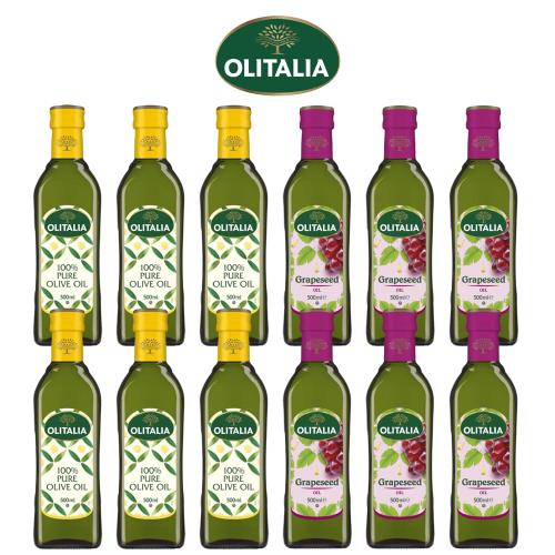 Olitalia 奧利塔 純橄欖油500ml x6罐+葡萄籽油500ml x6罐