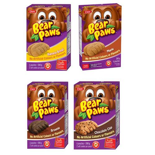 Dare熊掌造型軟餅乾 口味選:(香蕉麵包味/楓糖漿味/布朗尼味/巧克力口味)240g*12盒/組