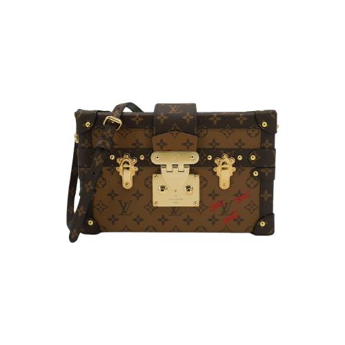 Louis Vuitton Petite Malle 拼色帆布硬盒斜背包(M45960-棕)