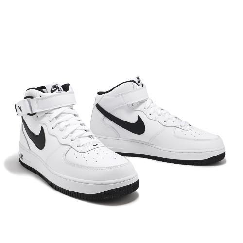 Nike 休閒鞋Air Force 1 Mid 07 男鞋白黑中筒皮革魔鬼氈AF1 DV0806-101