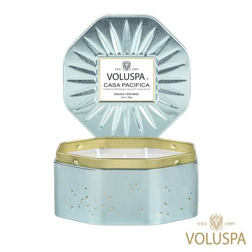 美國 VOLUSPA  Japonica日式庭園系列CASA PACIFICA 悠遊太平洋 3芯八角形錫340g 香氛蠟燭