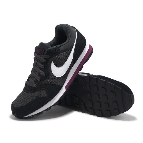 Nike 慢跑鞋 Wmns MD Runner 2 女鞋 黑 紅 網布 麂皮 緩衝 華夫格大底 749869-012