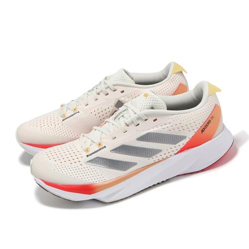 adidas 慢跑鞋Adizero SL W 女鞋象牙白橘透氣緩衝運動鞋愛迪達IG3341