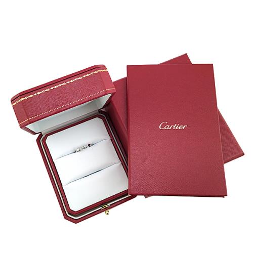 九五成新展示品！Cartier PT950鉑金-鑲三顆鑽Ballerine弧形婚戒45號