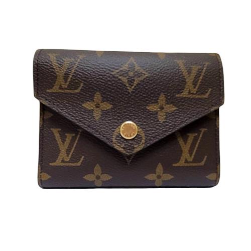 【Louis Vuitton】LV  Victorine 系列 Monogram帆布信封式短夾- 棕色/粉色 M62360