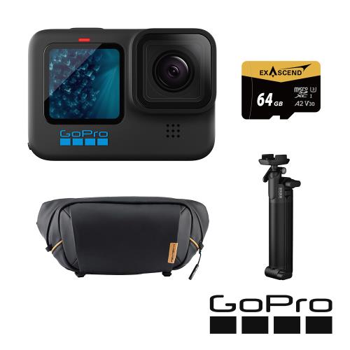 【GoPro】HERO11 Black 獨家潮流套組 (HERO11單機+ONEGO 胸包-曜石黑+三向多功能自拍桿2.0+64G記憶卡) 正成公司貨